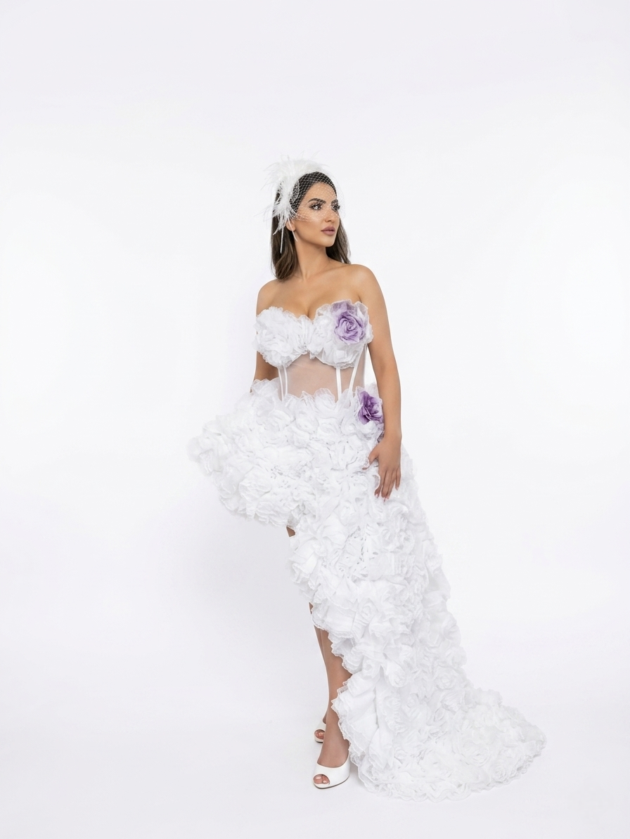 Hand-Embroidered Floral Gown | Premium Tulle & Satin