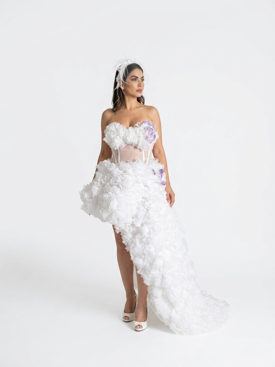 Hand-Embroidered Floral Gown | Premium Tulle & Satin