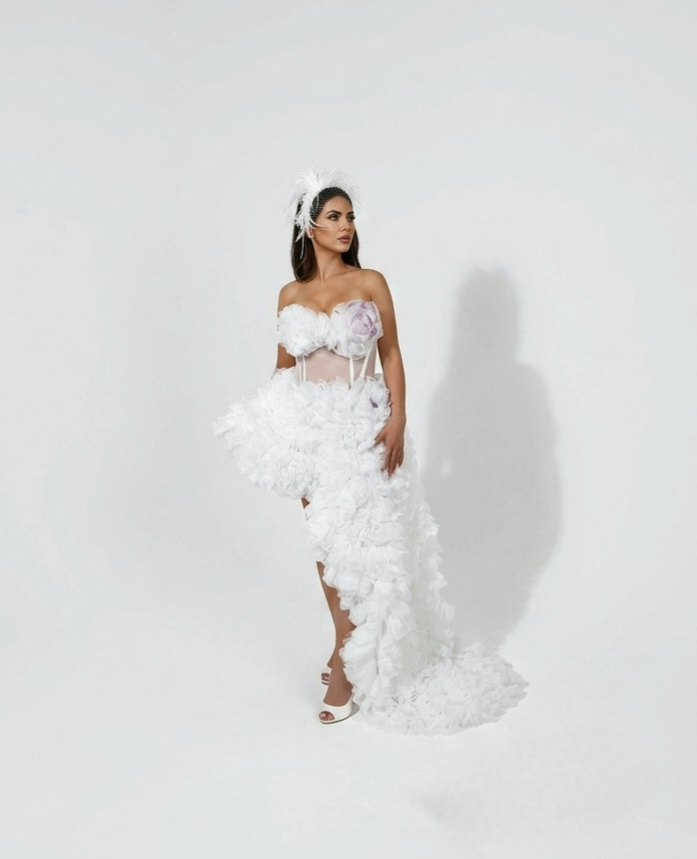 Hand-Embroidered Floral Gown | Premium Tulle & Satin