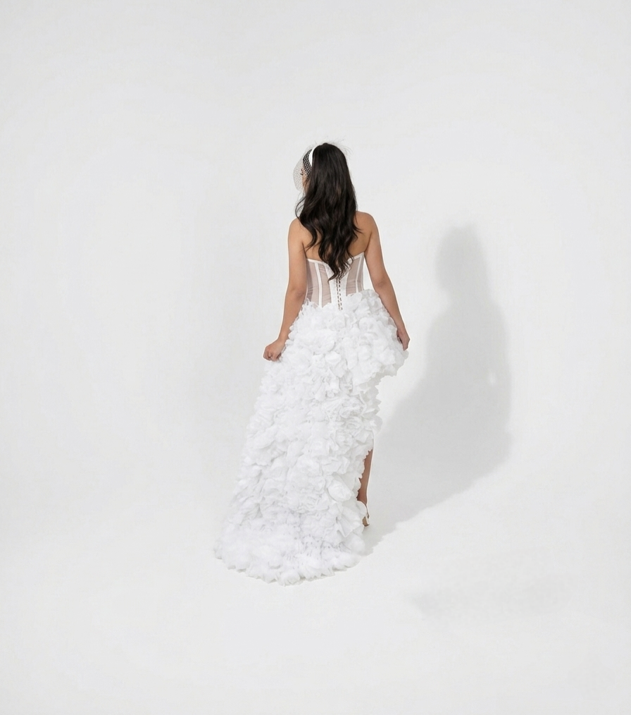 Hand-Embroidered Floral Gown | Premium Tulle & Satin