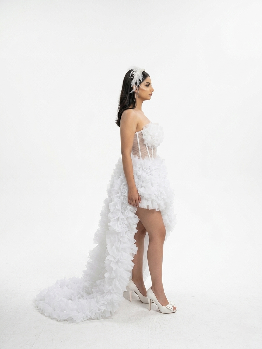 Hand-Embroidered Floral Gown | Premium Tulle & Satin