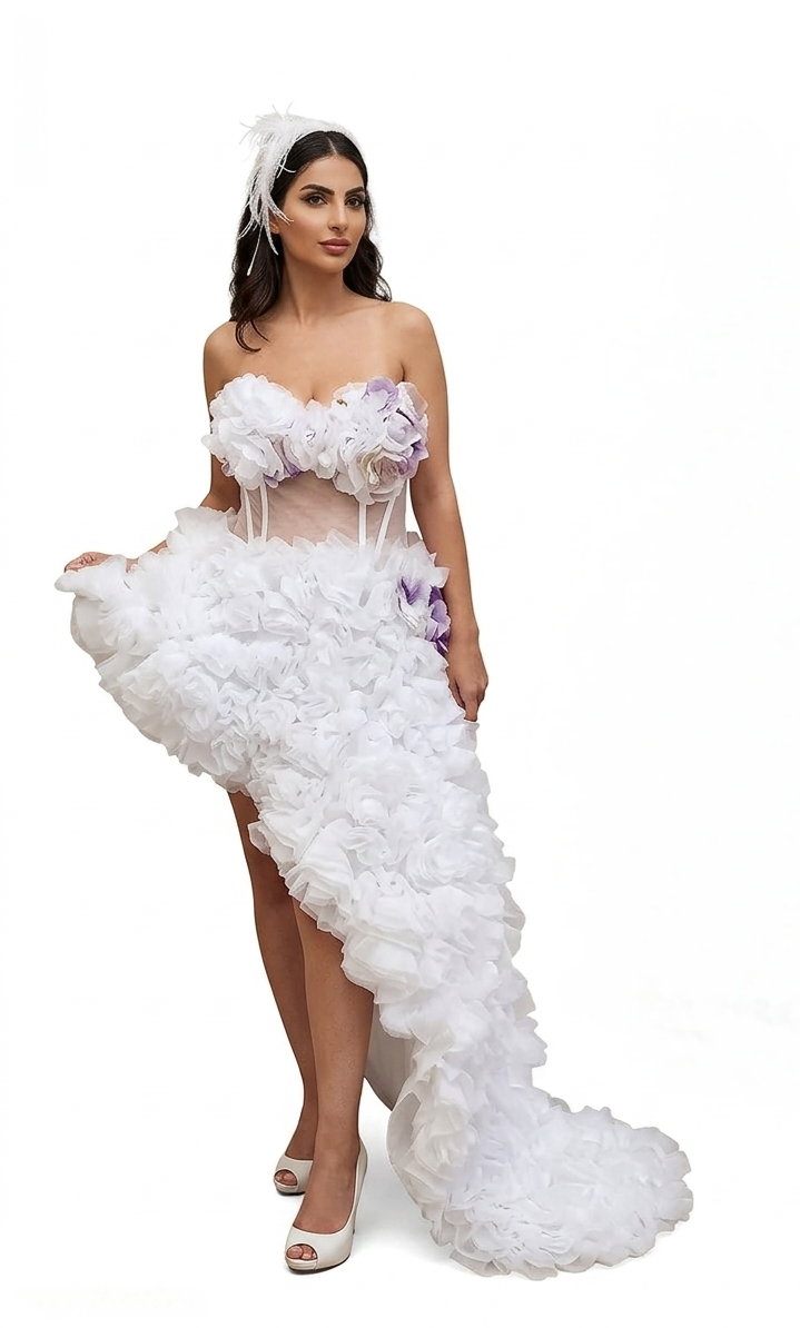 Hand-Embroidered Floral Gown | Premium Tulle & Satin