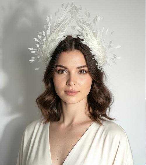 Bespoke Feather Bridal Headpiece | Unique Avant-Garde Wedding Crown