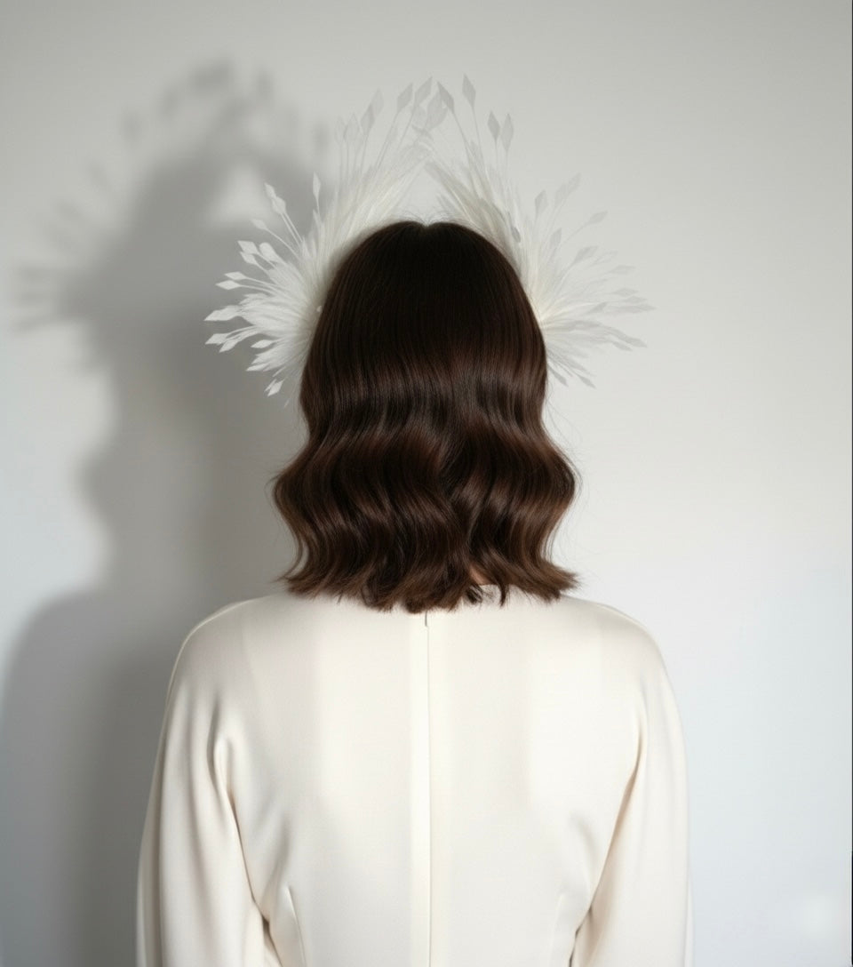 Bespoke Feather Bridal Headpiece | Unique Avant-Garde Wedding Crown