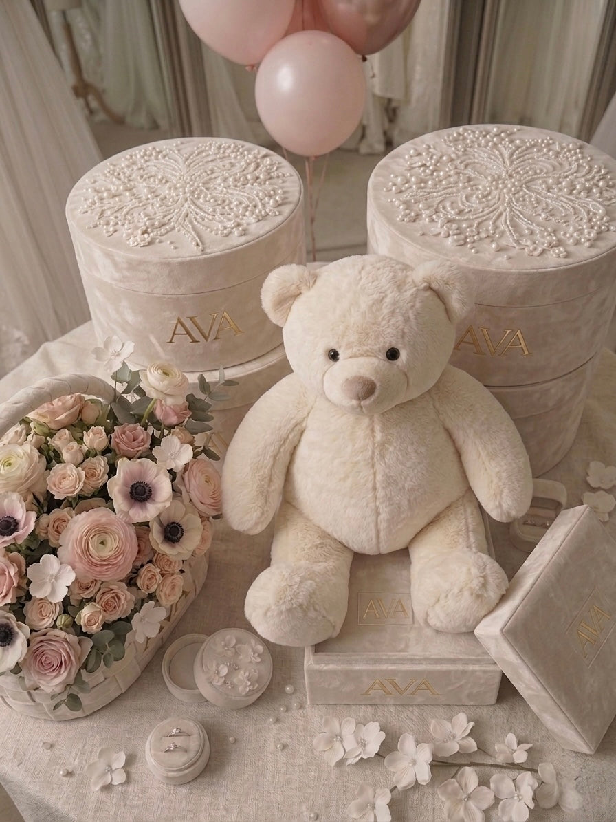 Ava Elite | Signature Hand-Embellished Pearled Velvet Bridal Box