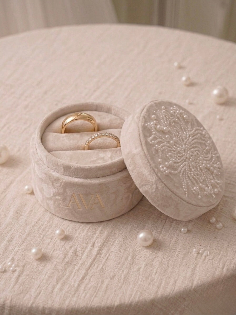 Ava Elite | Signature Hand-Embellished Pearled Velvet Bridal Box